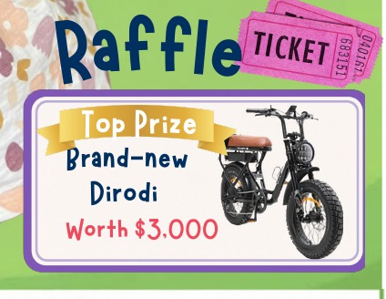 Brand-new DiroDi e-bike, the top prize in the Flo’s Day raffle