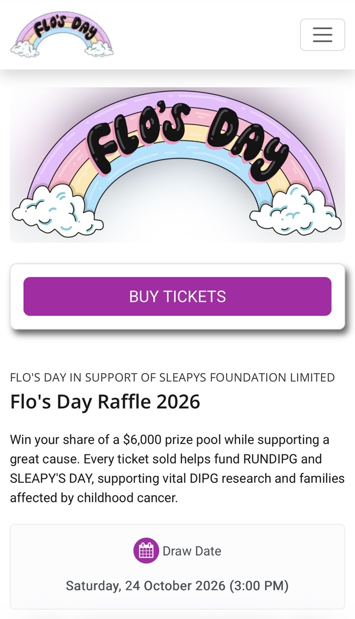 Preview of the Flo’s Day Raffle 2026 page on RaffleTix