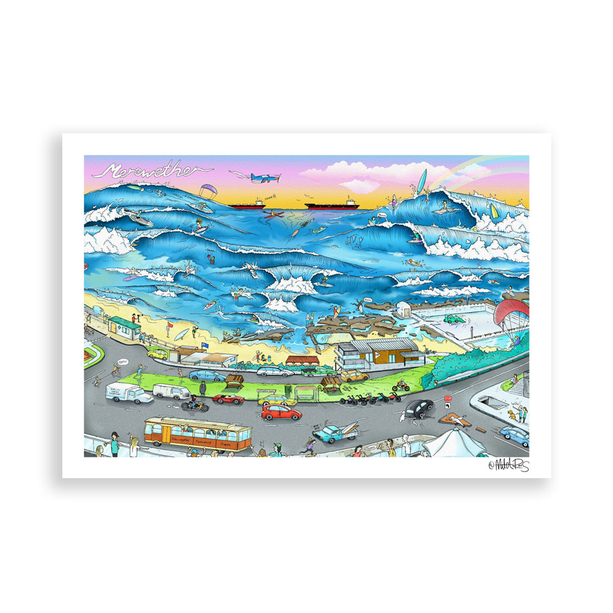 Merewether Beach artwork by Mitch Revs